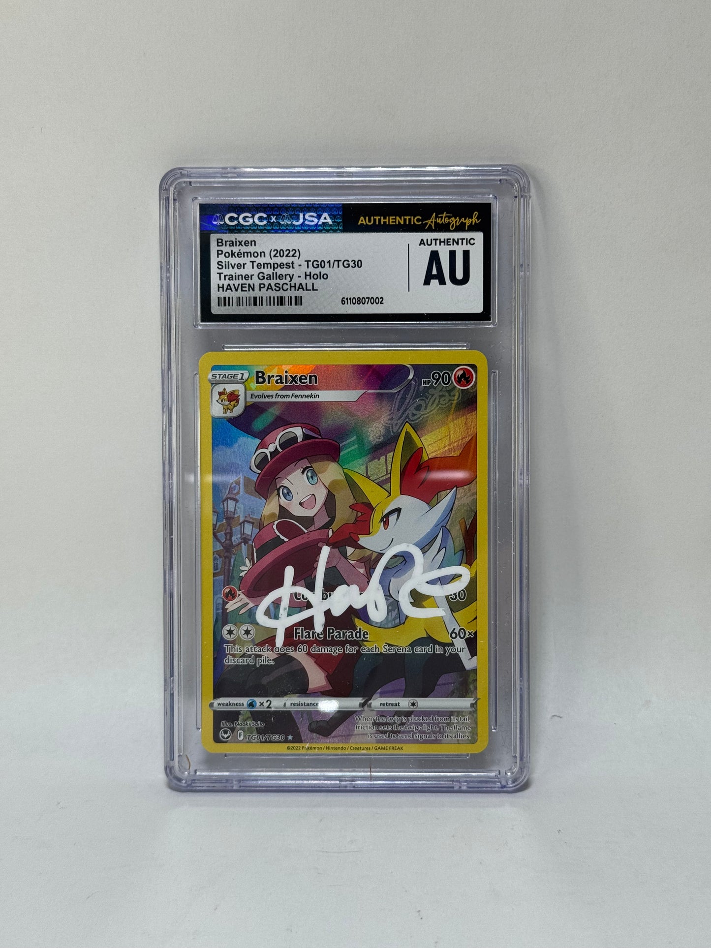 CGC x JSA - Braixen - TG01/TG30 - Signed by Haven Paschall