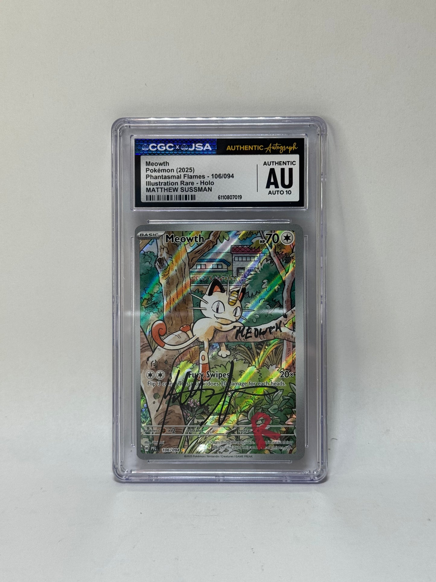 CGC x JSA - Meowth - 106/94 - Signed by Matthew Sussman