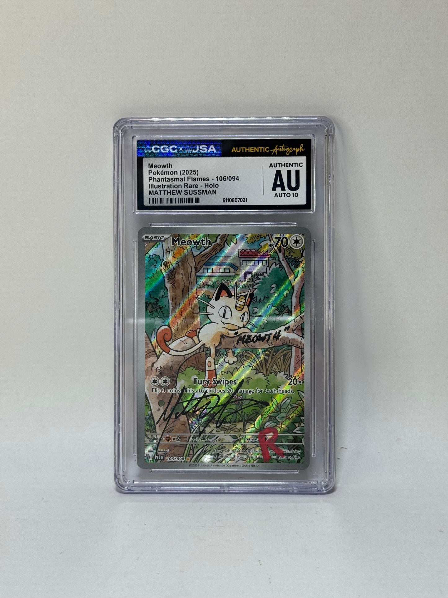 CGC x JSA - Meowth - 106/94 - Signed by Matthew Sussman
