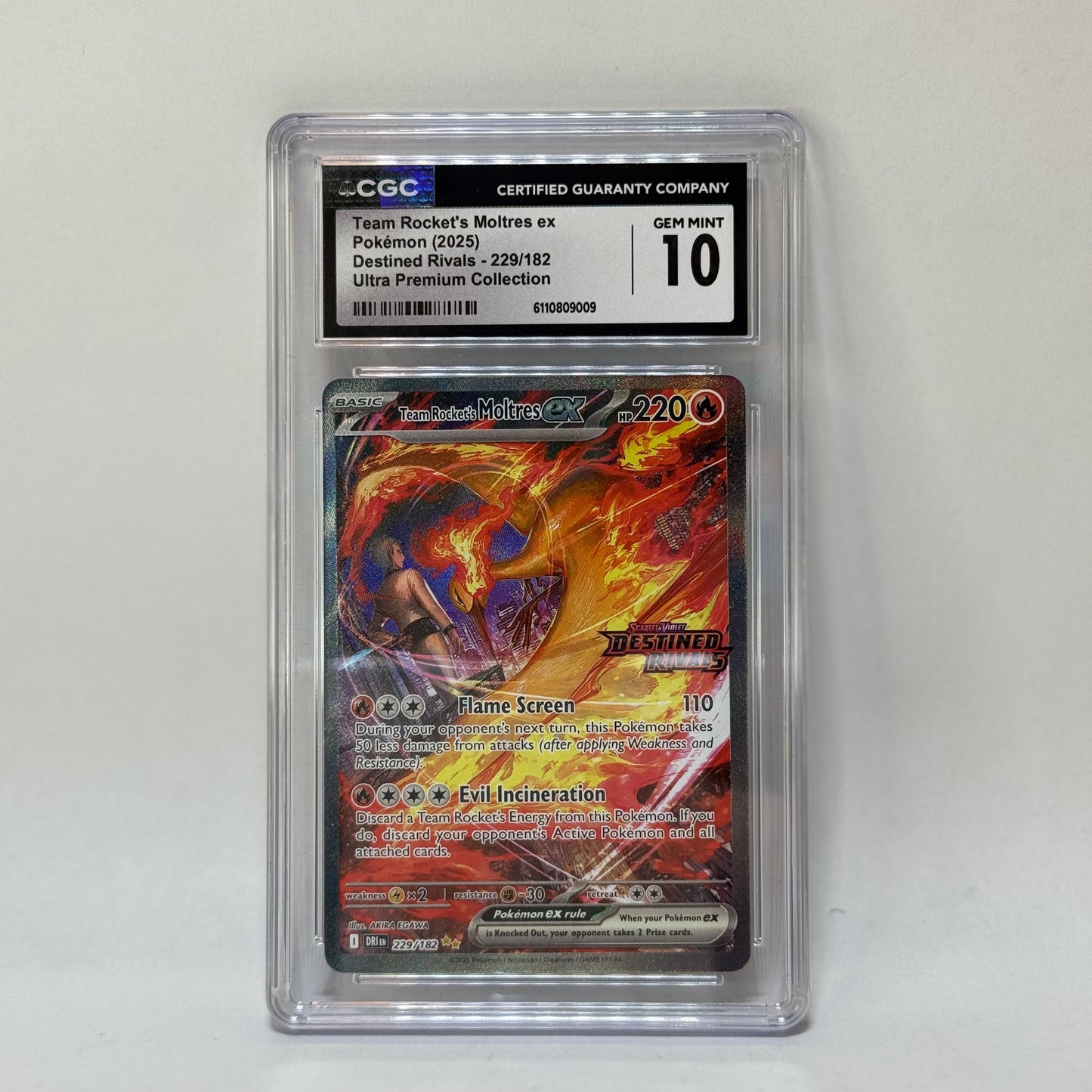 CGC - Team Rocket's Moltres EX - 229/182 - GEM MINT 10
